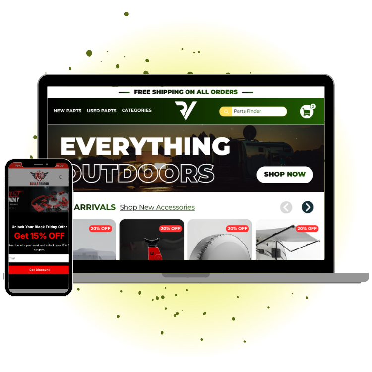 Branded RV Parts Store - Desktop and Mobile View